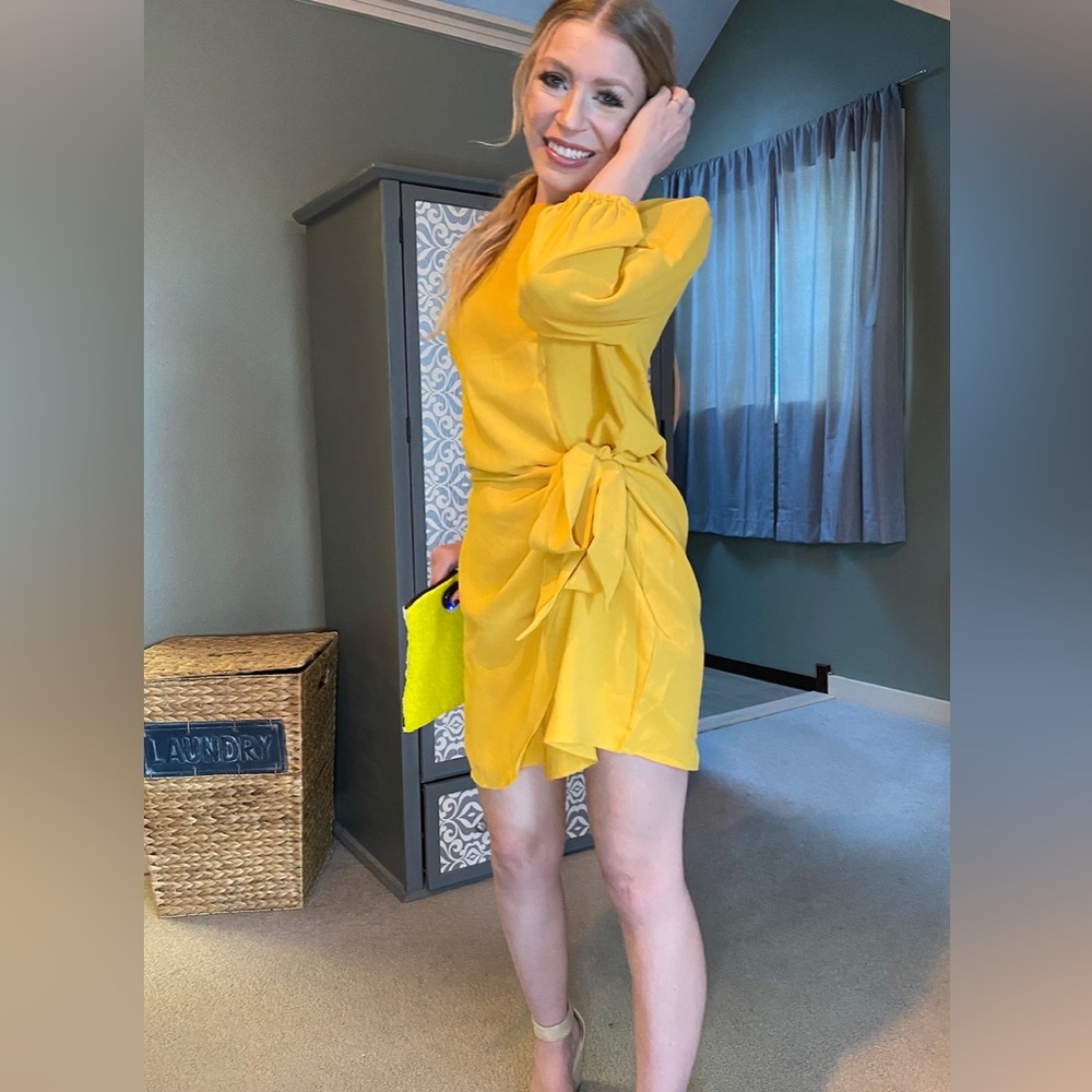 NWOT yellow wrap dress